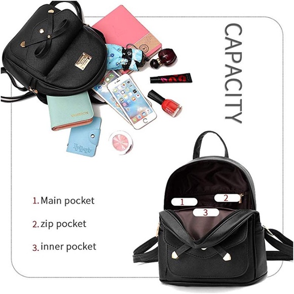 Mini Backpack Bowknot Leather-More Colors Avail. main image 4